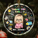 Teacher - Teacher Thank You For Helping Me Grow - Personalized Circle Glass Ornament