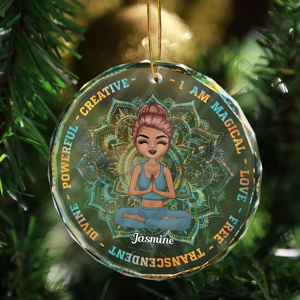 Yoga, Gift For Yourself - Yoga I Am Magical Love Free - Personalized Circle Glass Ornament