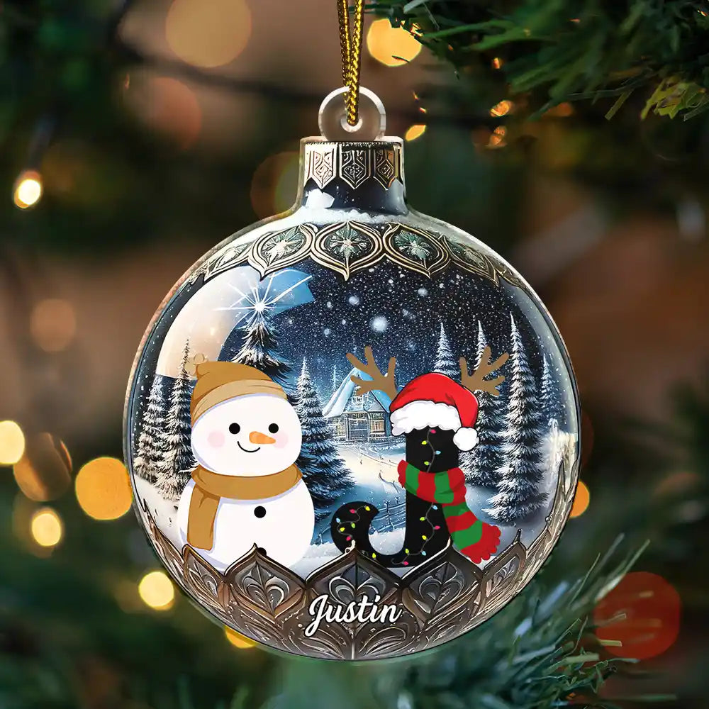 Gift For Kids - Snowman Monogram - Personalized Custom Shaped Acrylic Ornament