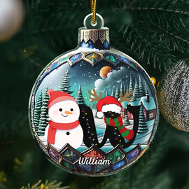 Gift For Kids - Snowman Monogram - Personalized Custom Shaped Acrylic Ornament