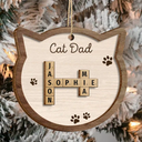 Christmas,Pet Lovers,Cat Lovers,Cat Mom,Cat Dad,Happy - Cat Mom Mum Dad Crossword Scrabble - Personalized 2-Layered Wooden Ornament