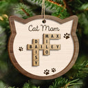 Christmas,Pet Lovers,Cat Lovers,Cat Mom,Cat Dad,Happy - Cat Mom Mum Dad Crossword Scrabble - Personalized 2-Layered Wooden Ornament