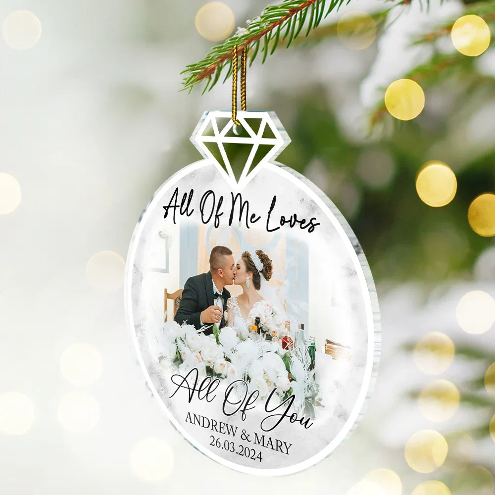 Gift For Couples,Christmas,Gift For Husband,Gift For Wife,Gift For Boyfriend,Gift For Girlfriend,Happy - Custom Photo First Christmas As Mr & Mrs Couples - Personalized Custom Shaped Acrylic Ornament