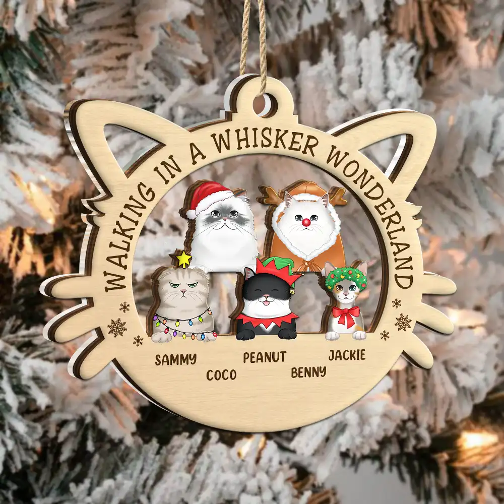 Christmas,Cat Lovers,Happy - Whisker Wonderland Cat Lovers - Personalized 2-Layered Mix Ornament