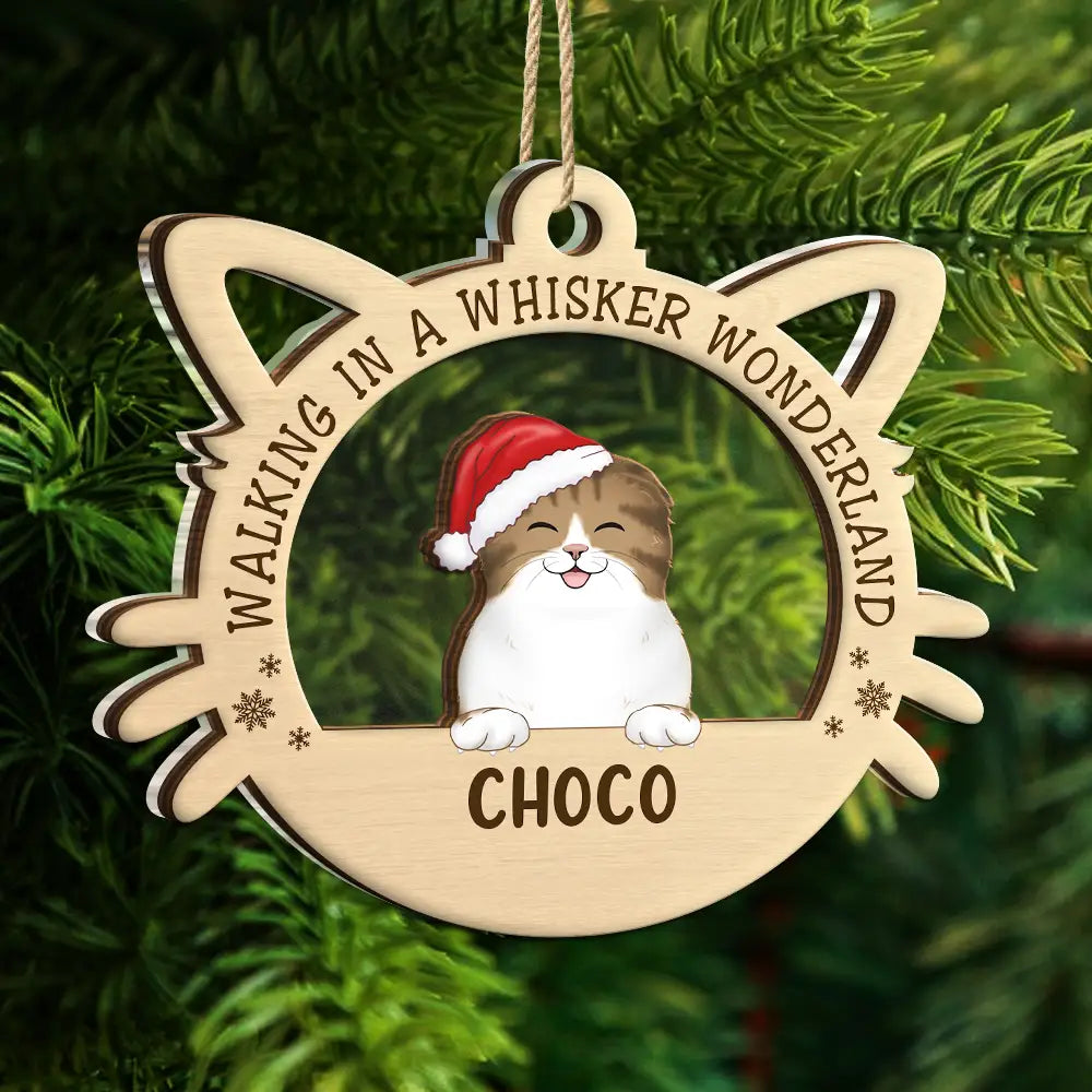 Christmas,Cat Lovers,Happy - Whisker Wonderland Cat Lovers - Personalized 2-Layered Mix Ornament