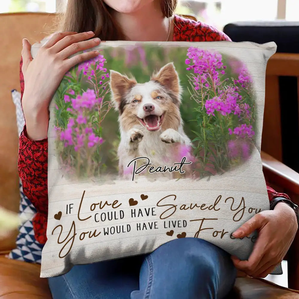 Memorial,Custom Photo,Pet Lovers,Dog Lovers,Cat Lovers,Sad,Continue Shopping - Custom Photo Dog Cat Pet Memorial I'm Right Here In Your Heart - Personalized Pillow