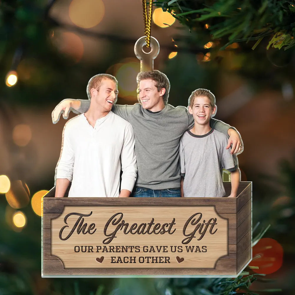 Gift For Brothers, Gift For Sibling - Custom Photo There Is No Greater Gift Than Brothers - Personalized Cutout Acrylic Ornament