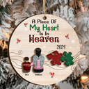 Memorial - A Piece Of My Heart Is In Heaven - Personalized 2-Layered Wooden Ornament