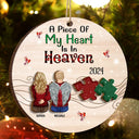 Memorial - A Piece Of My Heart Is In Heaven - Personalized 2-Layered Wooden Ornament