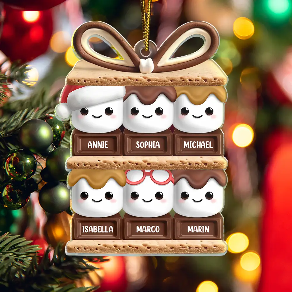 Family - Happy Smores - Personalized Cutout Acrylic Ornament
