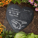 Memorial,Pet Lovers,Dog Lovers,Sad - Dog Paw It Broke My Heart To Lose You Calendar - Personalized Heart Memorial Garden Stone