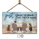 Dog Lovers, Dog Couple, Pet Lovers - Just You And Me And The Dog - Personalized Wood Rectangle Sign