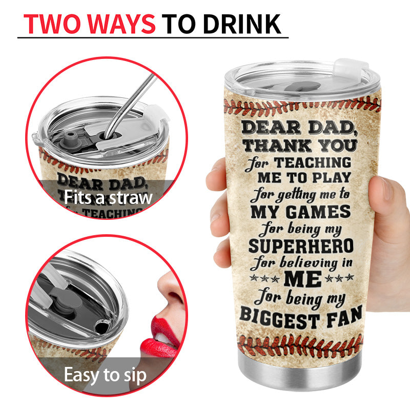 Baseball Dad And Child Thank You - Gift For Dad, Grandpa - Personalized Custom Tumbler