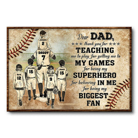 Personalized Baseball Dad And Child Thank You Dad Custom Poster