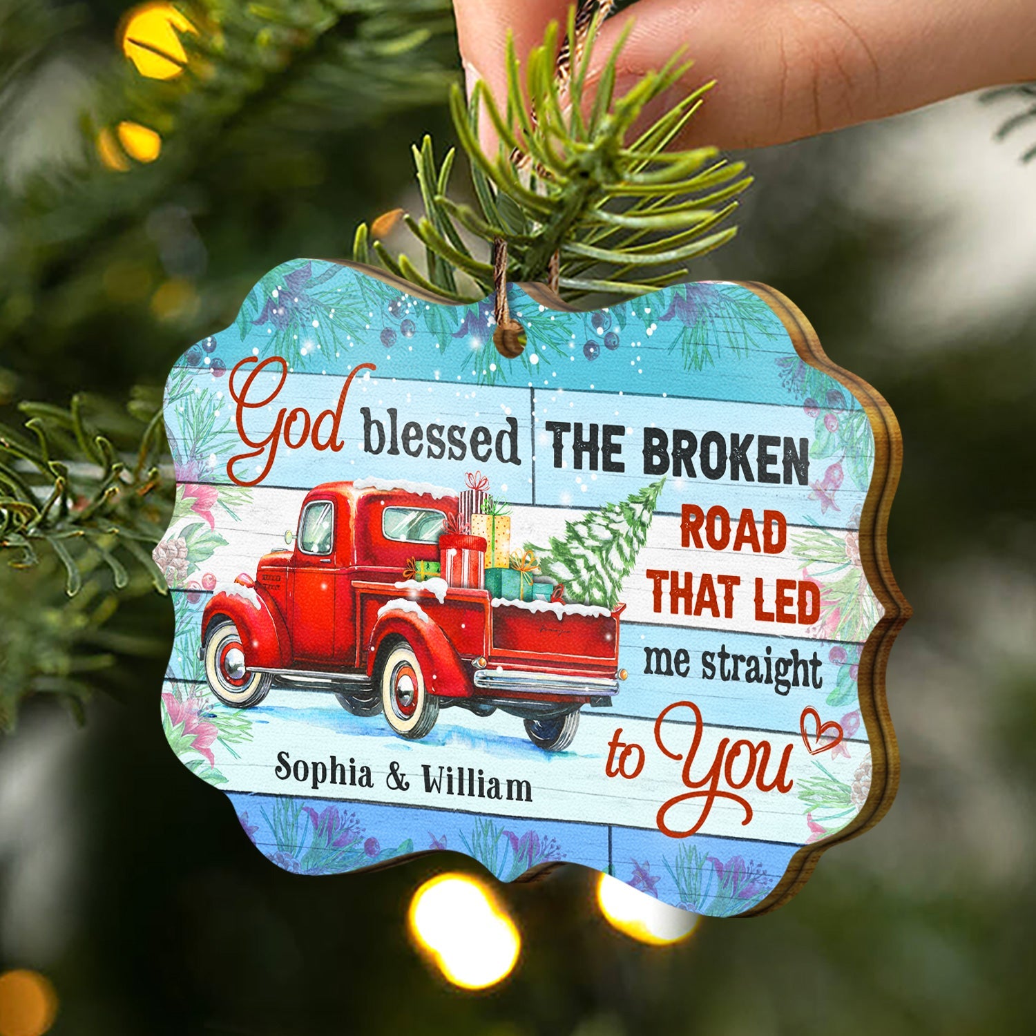 God Blessed The Broken Road Couple - Christmas Gift - Personalized Wooden Ornament