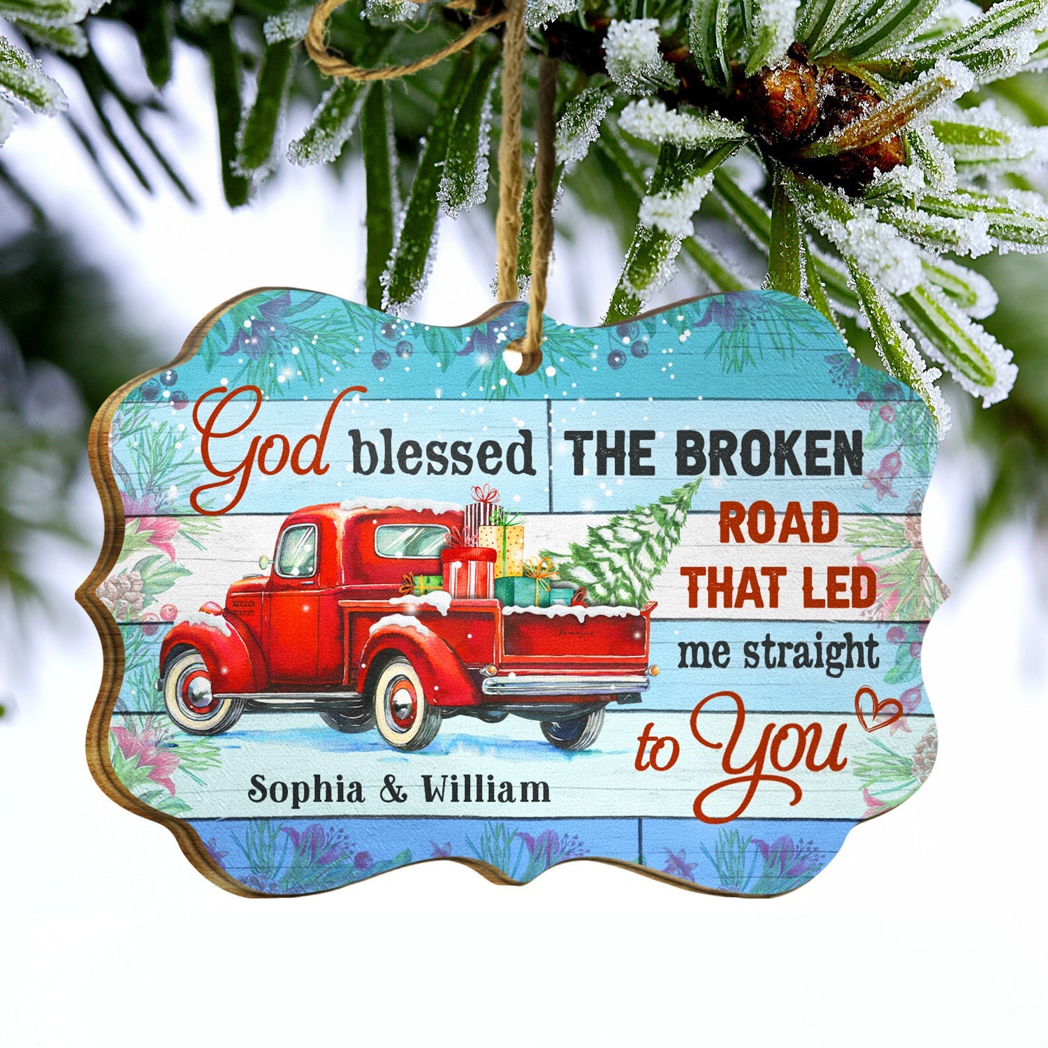 God Blessed The Broken Road Couple - Christmas Gift - Personalized Wooden Ornament