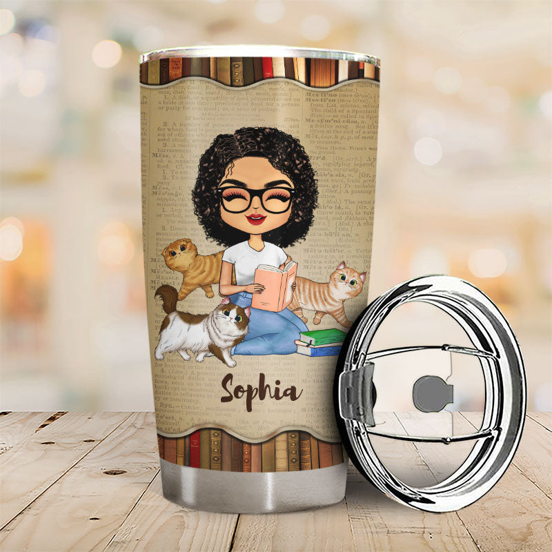 Just A Girl Who Loves Books & Cats - Reading Gift - Personalized Custom Tumbler