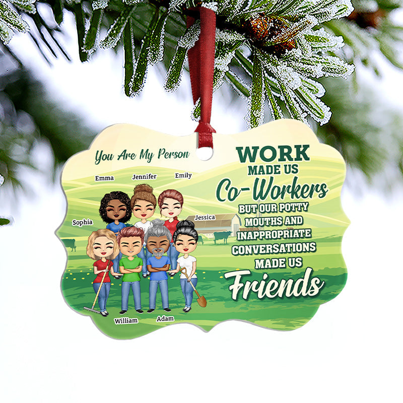 Work Made Us Co-Workers Friends - BFF Bestie Christmas Gift - Personalized Custom Aluminum Ornament