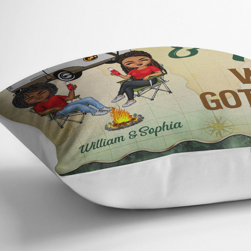 Let's Sit By The Campfire Husband Wife Camping Forest - Couple Gift - Personalized Custom Pillow