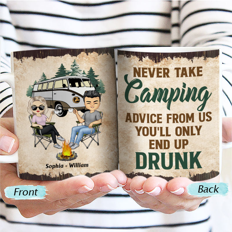 Apparently We Are Trouble When We Are Together - Gift For Camping Friends - Personalized Custom White Edge-to-Edge Mug