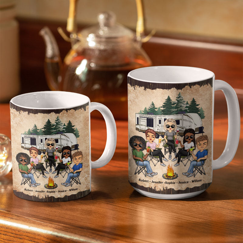 Apparently We Are Trouble When We Are Together - Gift For Camping Friends - Personalized Custom White Edge-to-Edge Mug