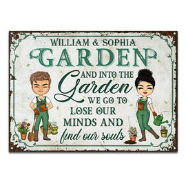 Garden Couple Find Our Souls - Gift For Couples - Personalized Custom Classic Metal Signs