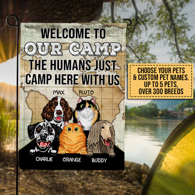 Camping Dog, Cat, Pet, Camper, Welcome To Our Camp Custom Flag