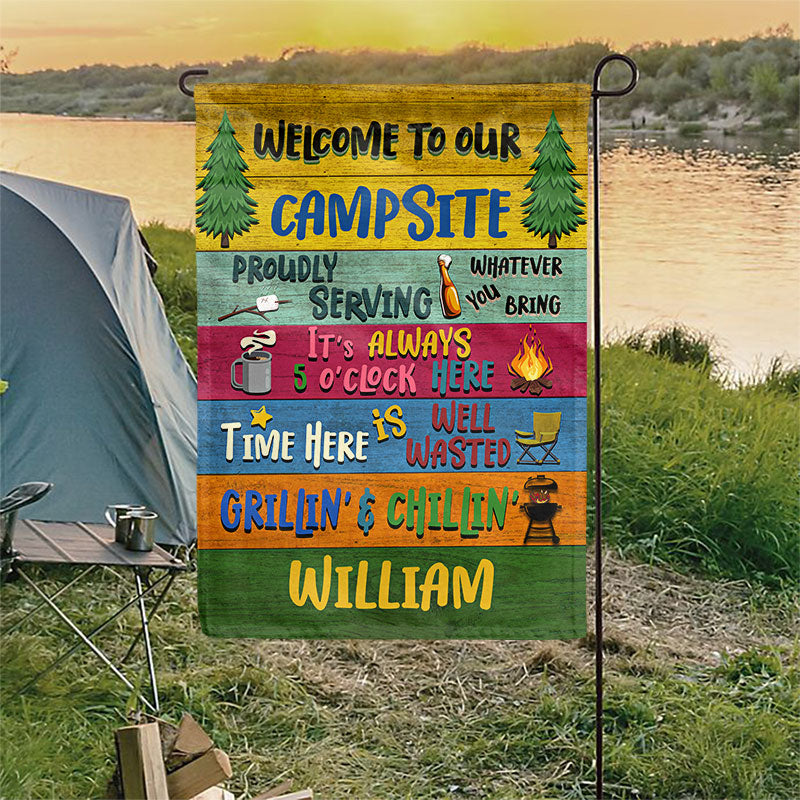 Personalized Camping Proudly Serving Custom Flag, Camping Gift