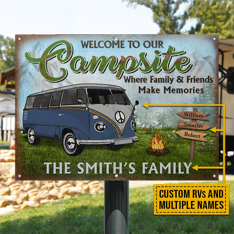 Camping Welcome To Our Campsite Custom Classic Metal Signs