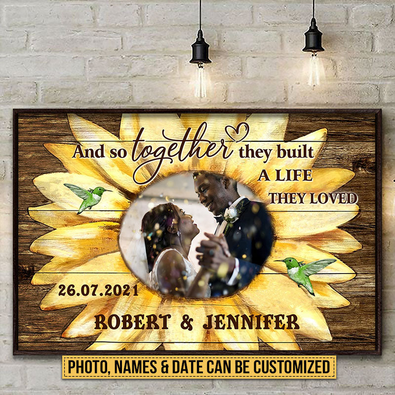 Custom Photo Wedding Married Couple Housewarming Gift Sunflower Custom Poster