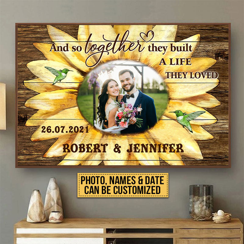 Custom Photo Wedding Married Couple Housewarming Gift Sunflower Custom Poster