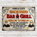 Backyard Bar & Grill Listen To Good Music - Personalized Custom Classic Metal Signs