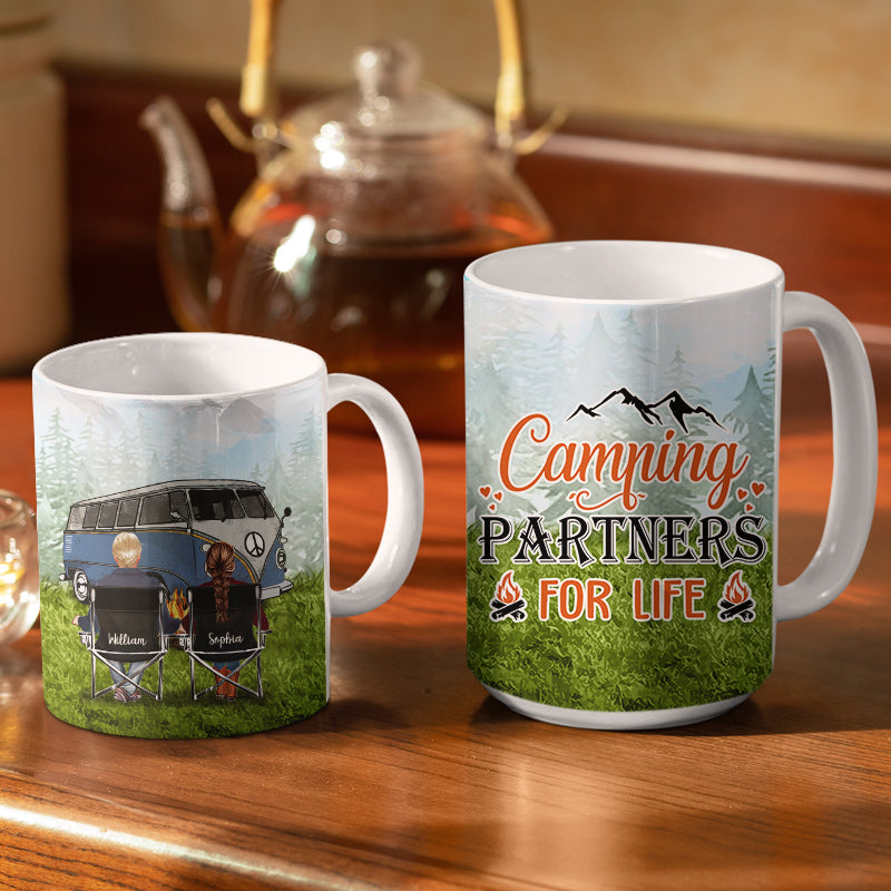 Camping Partner For Life - Gift For Camping Lovers - Personalized Custom White Edge-to-Edge Mug