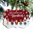 Life Is Better With Grandkids - Grandparent Christmas Gift - Personalized Wooden Ornament