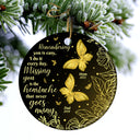 Gold Butterfly Missing You - Memorial Gift - Personalized Custom Circle Ceramic Ornament