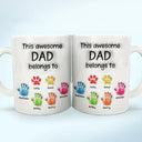 This Awesome Dad Grandpa Belongs To - Gift For Daddy, Father, Grandfather - 3D Inflated Effect Printed Mug, Personalized White Edge-to-Edge Mug