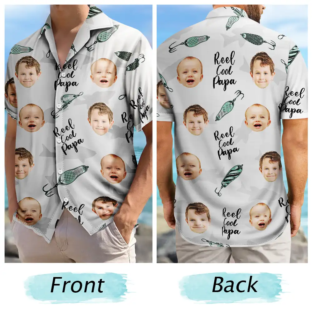 Custom Photo Reel Cool Dad - Personalized Hawaiian Shirt