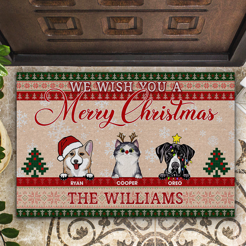 We Wish You A Merry Christmas - Christmas Gift For Pet Lovers - Personalized Custom Doormat