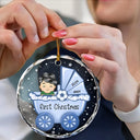 Baby First Christmas - Personalized Circle Glass Ornament