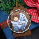 Baby First Christmas - Personalized Circle Glass Ornament