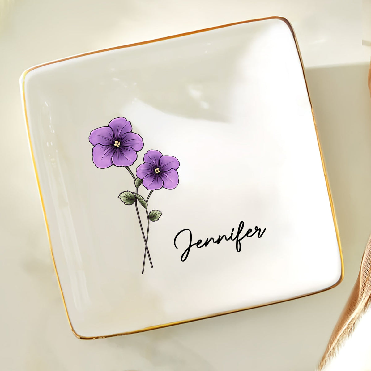 Birth Flower For Women - Personalized Ring Dish