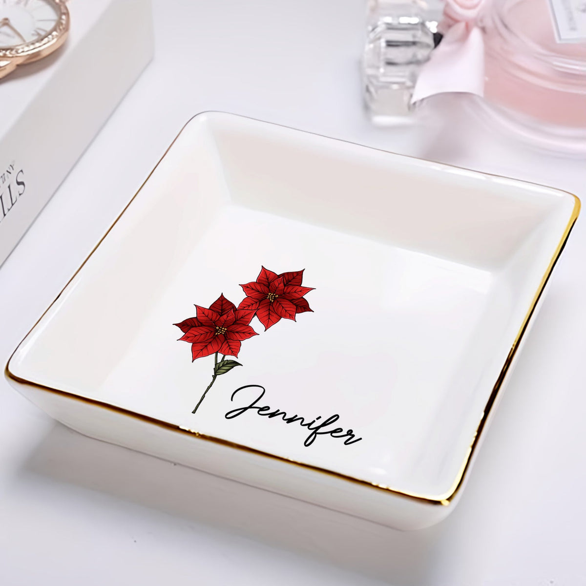 Birth Flower For Women - Personalized Ring Dish