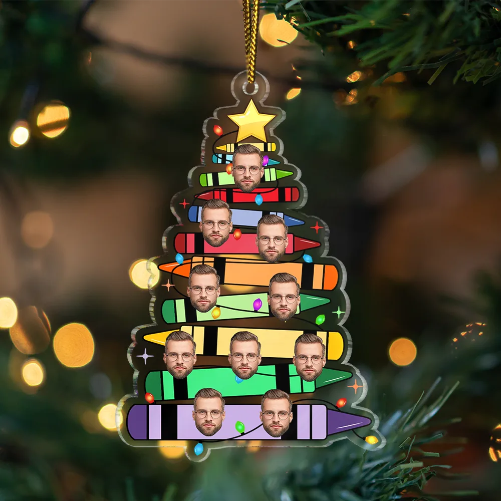 Custom Photo Funny Teacher Christmas Tree - Personalized Custom Shaped Acrylic Ornament