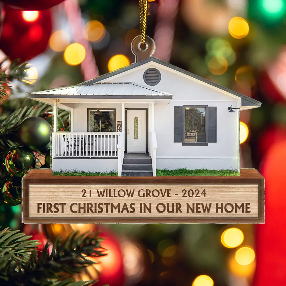 Custom Photo First Christmas In Our New House - Personalized Cutout Acrylic Ornament