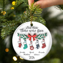 And The There Were Family Christmas - 3D Inflated Effect Printed Ornament, Personalized Circle Ceramic Ornament