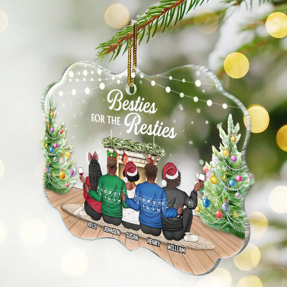 Here's To Another Year Of Bonding Over Alcohol Christmas Best Friends - Personalized Medallion Acrylic Ornament