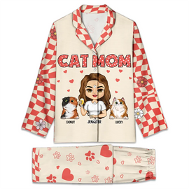 Cat Mom Vintage - Personalized Long Pajamas Set