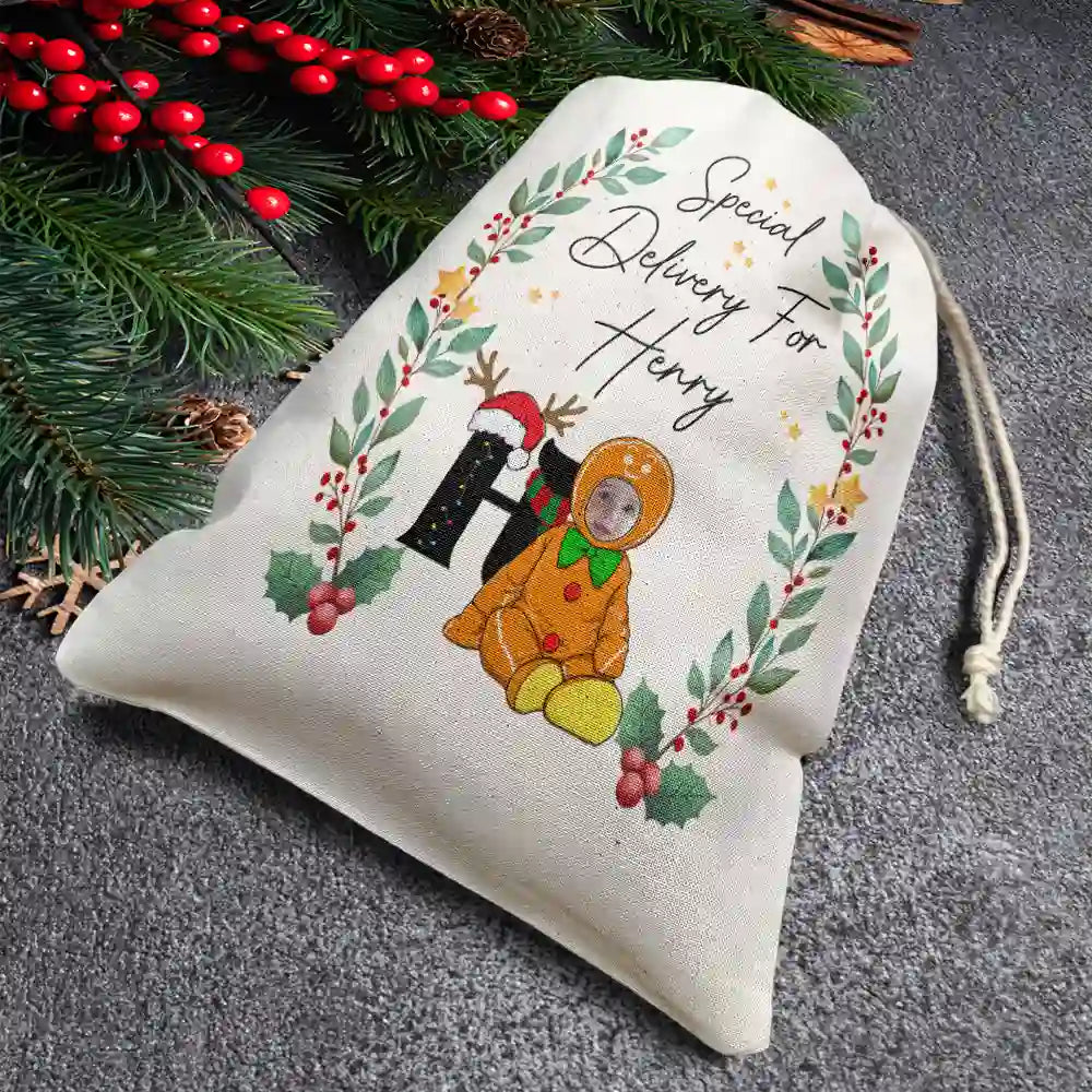 Custom Photo Special Delivery For Christmas Alphabet Kid - Personalized Favor Bag