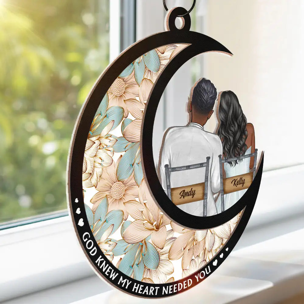 Gift For Couples - God Blessed The Broken Road Married Couples - Personalized Window Hanging Suncatcher Ornament