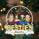 Christmas,Gift For Bestie,Happy - Besties Forever Yellow Rose Christmas - Personalized Custom Shaped Acrylic Ornament